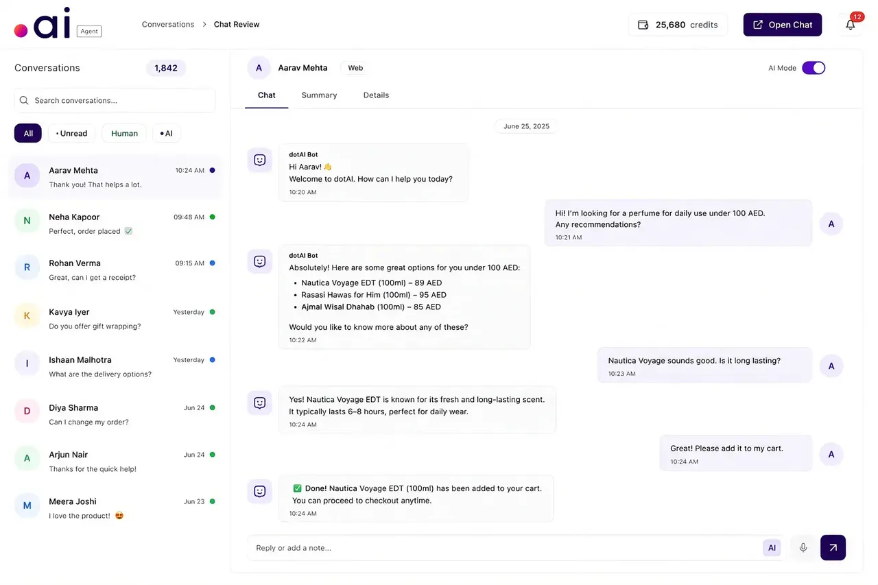 DotAI chat preview